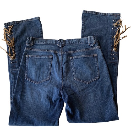 Ralph Lauren Jeans Co Concho Fringe Stud Leg Detail Western Southwest Bootcut 8