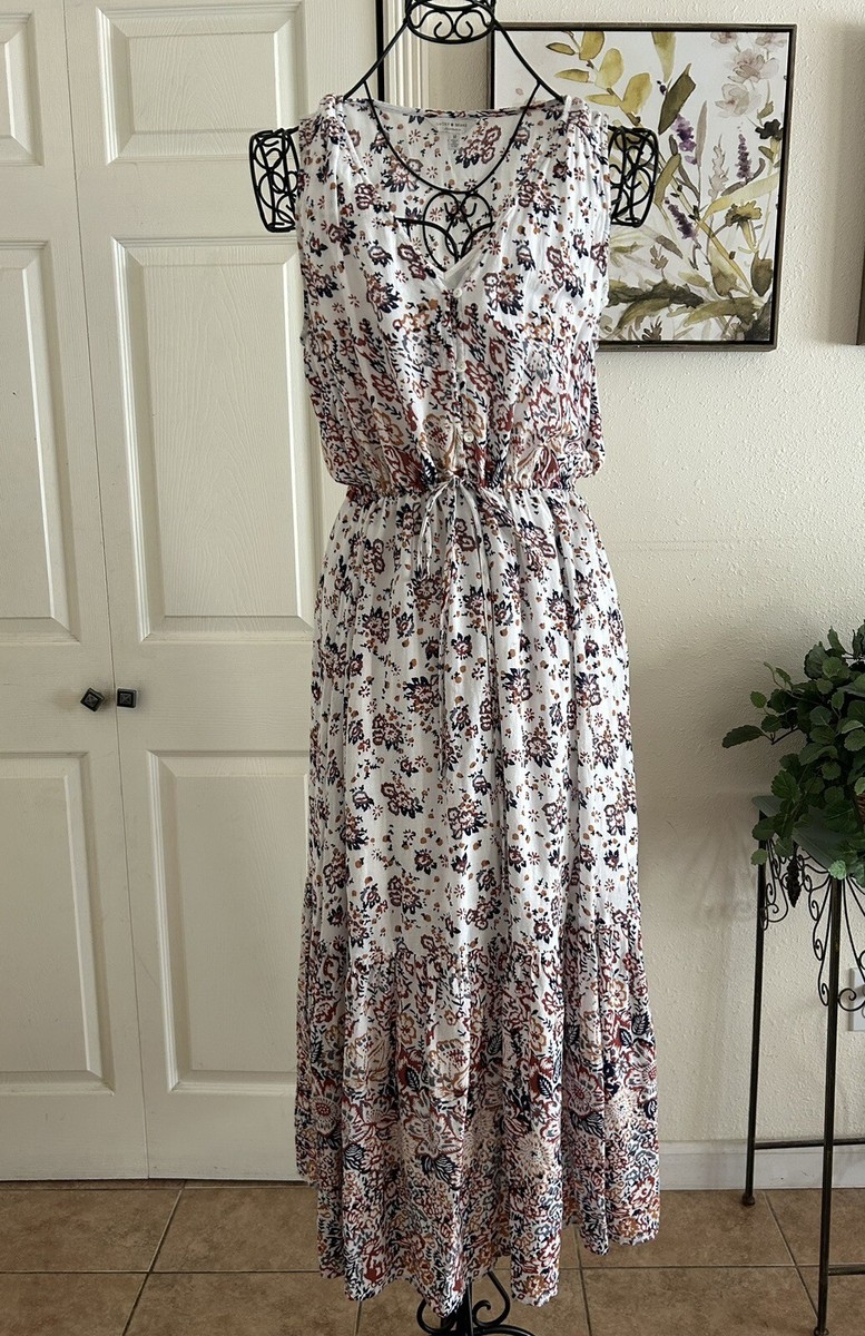 chinese dress ladies Lucky Brand Silk Floral-Print Maxi Dress (Natural Multi, XL) at Amazon  Women's Clothing store
