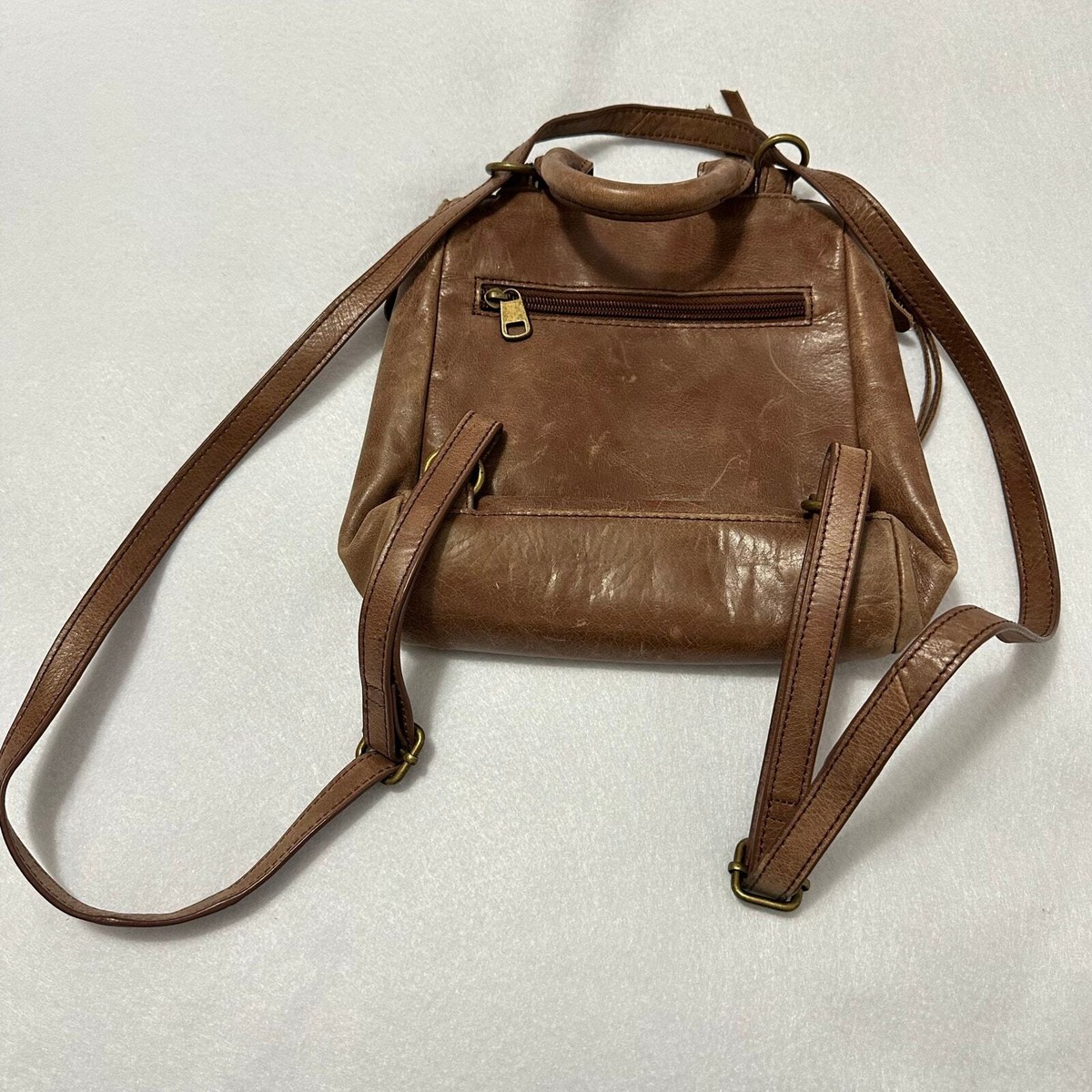 The Sak Brown Leather Whipstitch Convertible Backpack with Bohemian Guitar Strap The Sak Mini Brown Leather Convertible Backpack Crossbody  main image 4