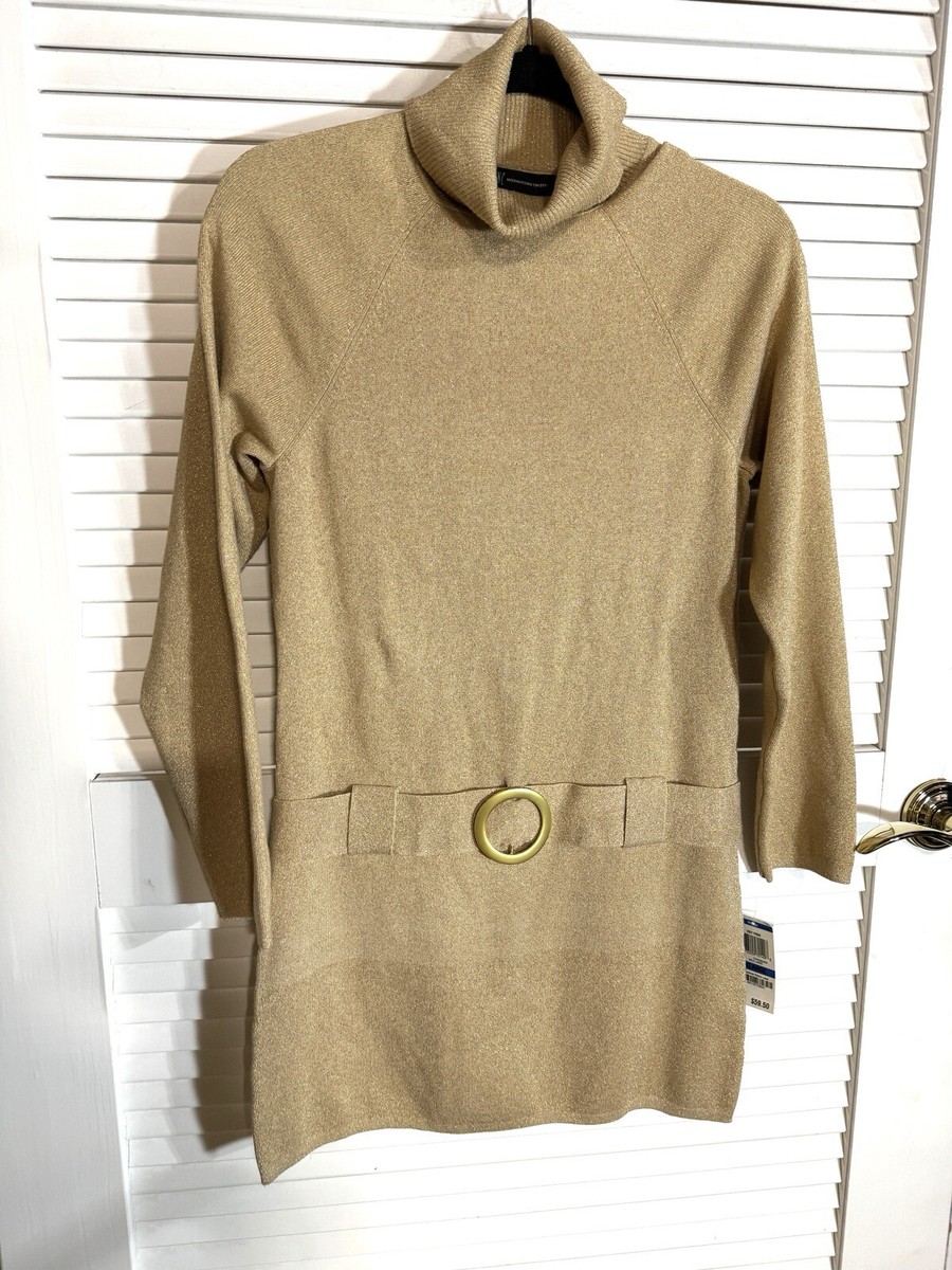 gold metallic sweater dress INC Women NWT Long Sleeve Rose gold