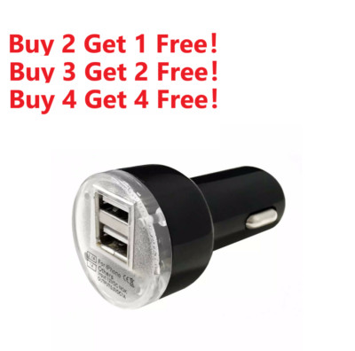 For iPhone Android Samsung kindle LG HTC Dual USB 2.1A Car Charger Adapter Black