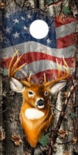 Buck American Flag Camo LAMINATED Cornhole Wrap Bag Toss Skin Decal Sticker