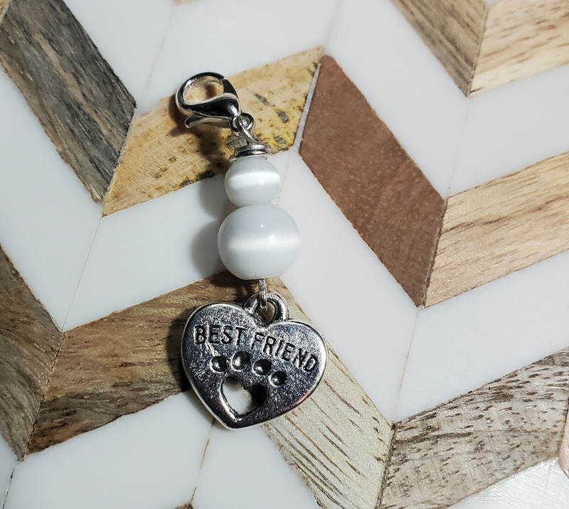 Pet Collar Dog Cat Charm White Cats Eye Snowman Charm Silver Best Friend Pendant