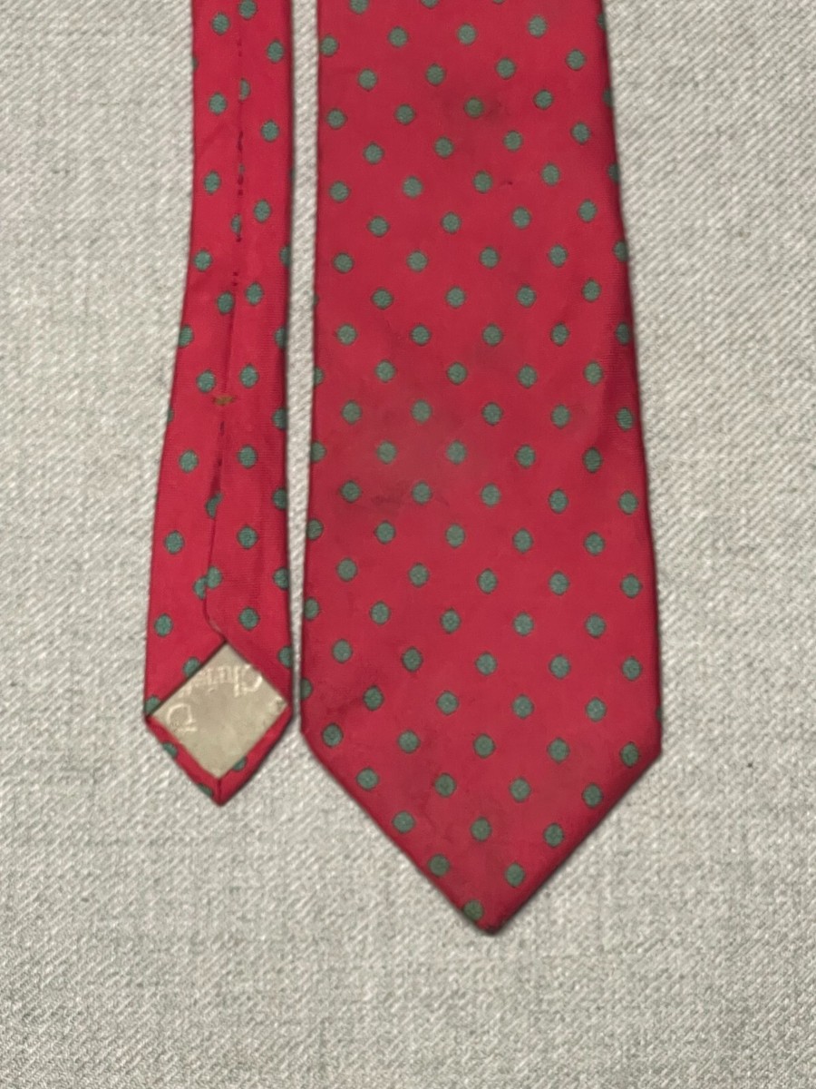 Christian Dior Tie Men's Red Vintage Designer Medallion Geometric