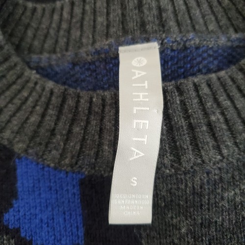 Athleta Womens Gray Leopard Wool Cashmere Pullover Sweater Size S Ribbed Hi-Low - Picture 5 of 10