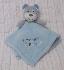 Baby Gear Blue Puppy Dog My Best Pup paw print bone fleece Baby security blanket