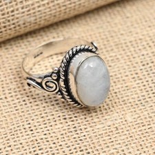 Rainbow Moonstone Gemstone Handmade 925 Solid Sterling Silver Ring Jewelry