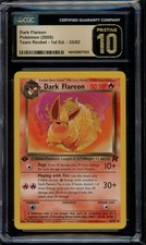 2000 Pokemon 1st Edition Dark Flareon 35 Team Rocket Non Holo CGC 10 Pristine