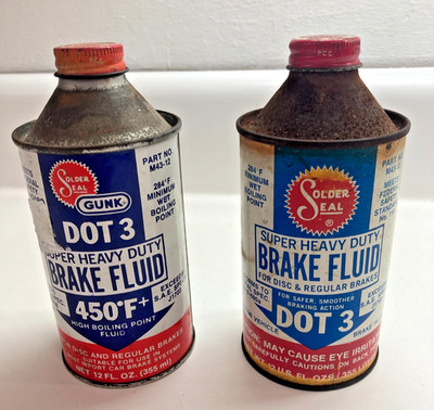 vintage Solder Seal Brake Fluid Metal Can Empty Display lot of 2