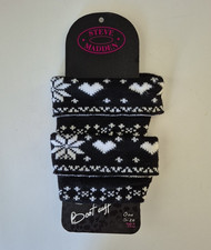 Steve Madden Black White Hearts and Stars Boot Cuffs Warmers Womens One Size