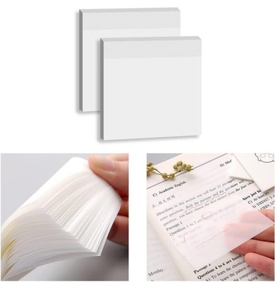 100 Stück Transparente Haftnotizen Selbstklebende Notizblöcke, Klare Notizen 75 mm x 75 mm 