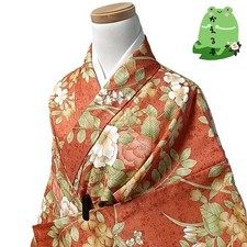 Kaerutei Kimono Synthetic Fiber Washable Orange Small Kimono Used