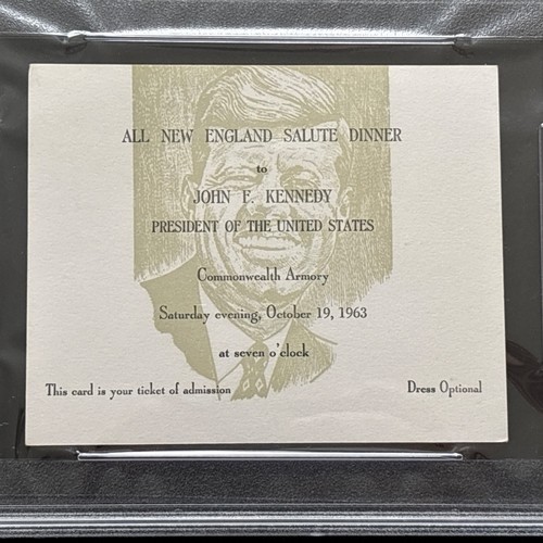 1963 John F. Kennedy All New England Salute Dinner Pass Commonwealth Armory PSA - Picture 2 of 5