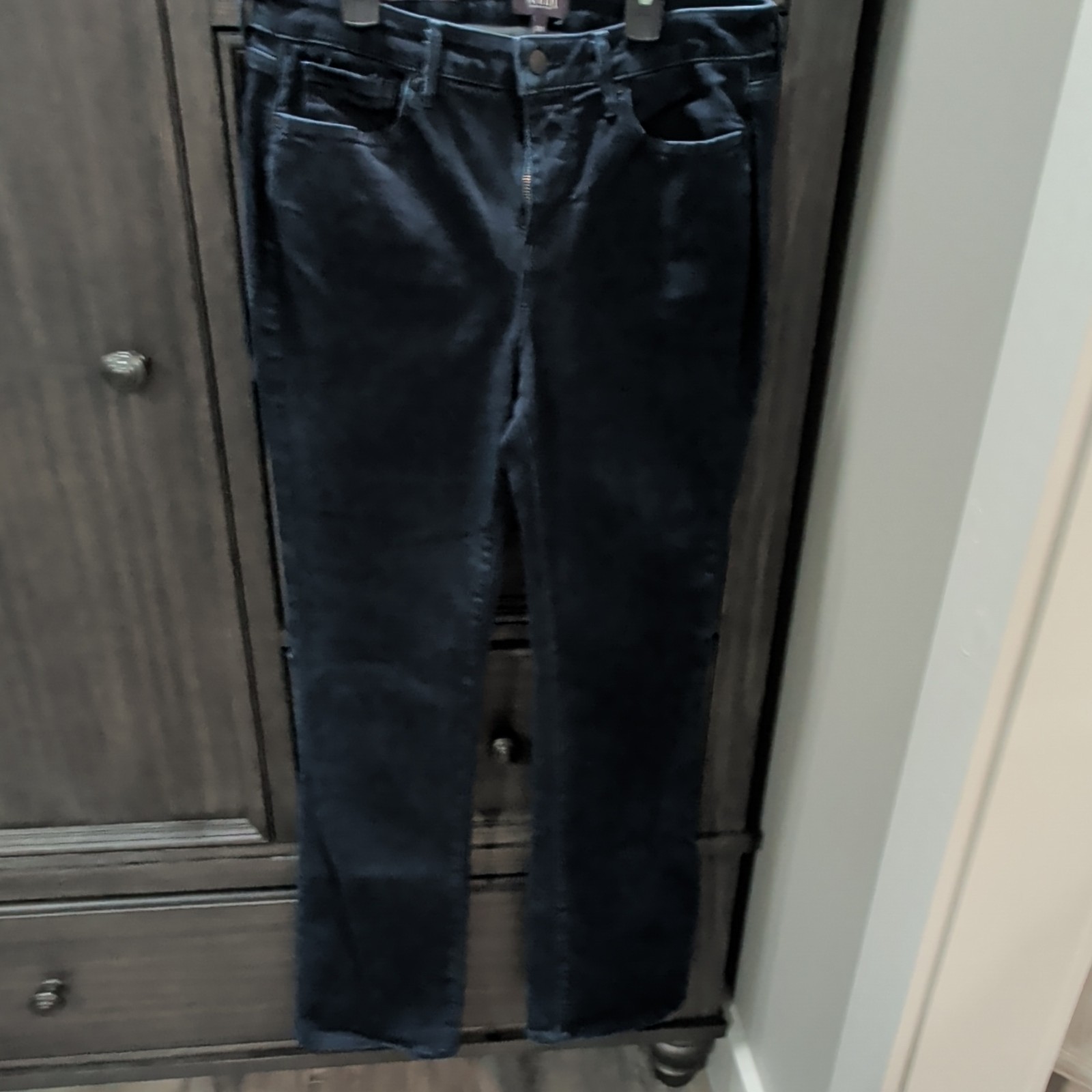 NYDJ Denim Black Bootcut Women's Jeans Zip Button 5-Pocket Logo Solid
