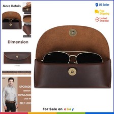 Leather Sunglasses Case Genuine Eyeglass Holder Vintage Eyewear Storage for Men