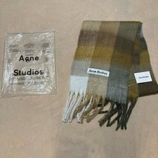 Acne Studios Vally Large Check Scarf Brown, Beige and Grey Alpaca Wool NWT Italy