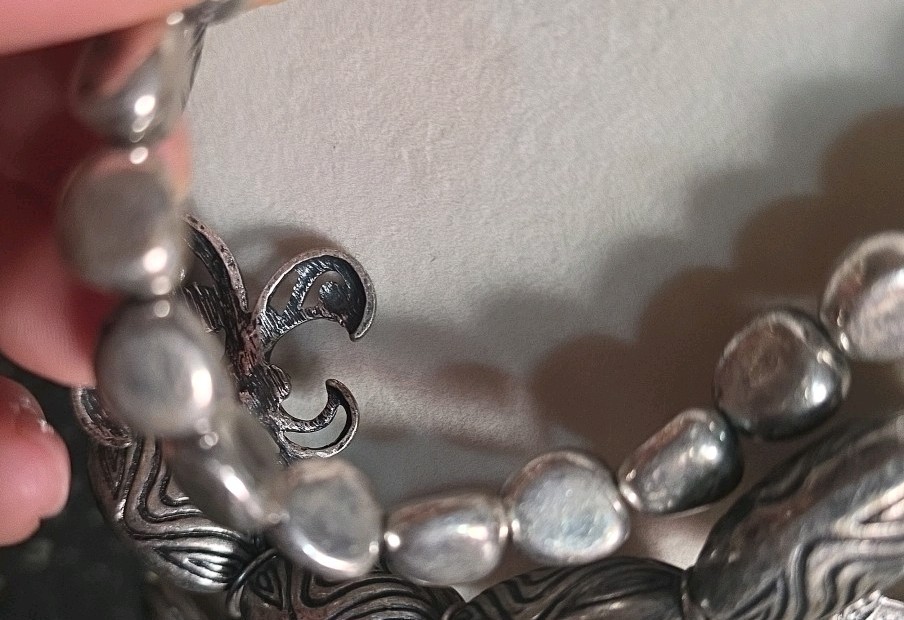 Multi Layered Silvertone Statement Bold 18" Neckl… - image 5