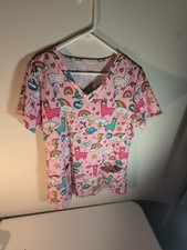 Unbranded Llama Themed Scrub Top Size XL