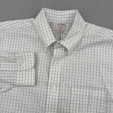 Brooks Brothers Madison Long Sleeve Dress Shirt 16-33 White/Navy Blue Checkered
