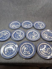Churchill Blue Willow 10" Dinner Plates Set Of 10 Fine English Tableware England