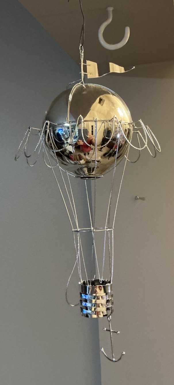 Up Up & Away Hot Air Balloon Silver Christmas Ornament