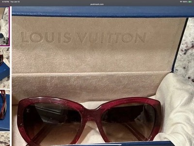 LOUIS VUITTON ブラウン キャットアイ サングラス Louis Vuitton Cat Eye Red Designer Women's Sunglasses Brown Lens w