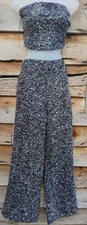 VICI Womens M Sequin Knit 2 Piece Set Tube Top Wide Pants Festival Glam Outfit