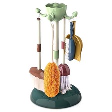 Kids Cleaning Set Toy Broom Mop Dustpan Brushes Adjustable Stand Pretend Play