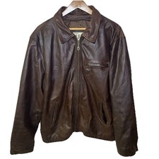 Vintage M. Julian Wilson Heavy Leather Bomber Jacket Dark Brown Distressed XL
