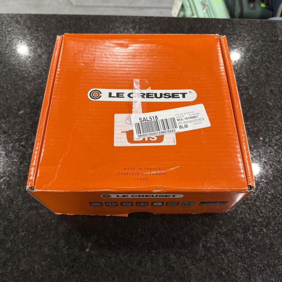Le Creuset Cast Iron 2.75 Quart Shallow Round Dutch Oven, Flame - New Open Box - Image 2 of 4