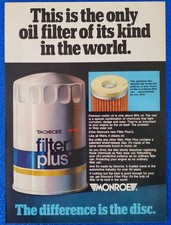 1976 Monroe P/N FP104 Oil Filter Classic Original Auto Parts Gas & Oil Print Ad