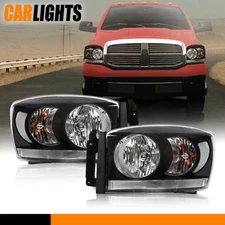 Headlights Lamp w/ Black Bezel Fit For 2006 2007 2008 Dodge Ram 1500 2500 3500