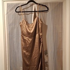 Zara Satin Dress With Rhinestone Straps Large