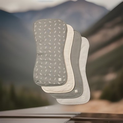 Tiny Kind Burp Cloth 4 Pack Gray Leaf 