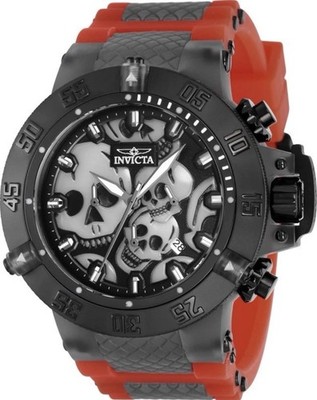 Invicta Mens 50mm Subaqua Noma III Quartz Chronograph SKULL DIAL Red/Black Watch