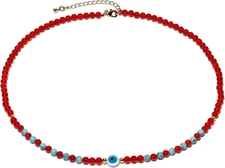 Boho Agate/Turquoise Beaded Necklaces for Women Evil Eye Necklace Protection Goo