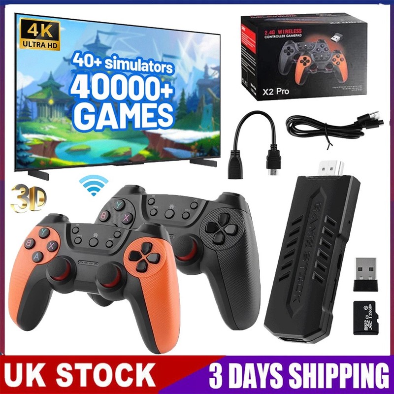 X2 PRO 128GB 40000+ Games 4K HD Game Stick 3D Wireless Retro Video Game Console