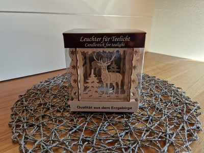Leuchter Teelichthalter SAICO Holz Erzgebirge Original Holzkunst Neu OVP