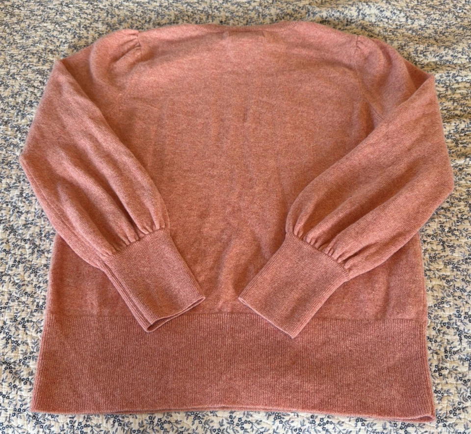 Suéter Nanette Lepore de 2 capas de cachemir para mujer L rosa manga abullonada Foto 4 de 4