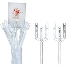 Floral Card Holder Picks 50pcs 12 inch Plastic Floral Pick Stems for Photo Cards