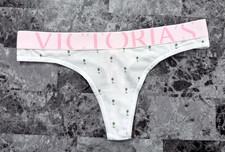 NWT VICTORIA'S SECRET PALM TREE PINK THICK EXPLODED LOGO WAISTBAND THONG PANTIES