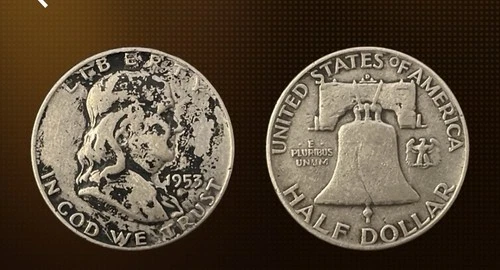 1953 Franklin Half Dollar Silver Circulated Philadelphia Mint 50C Coin