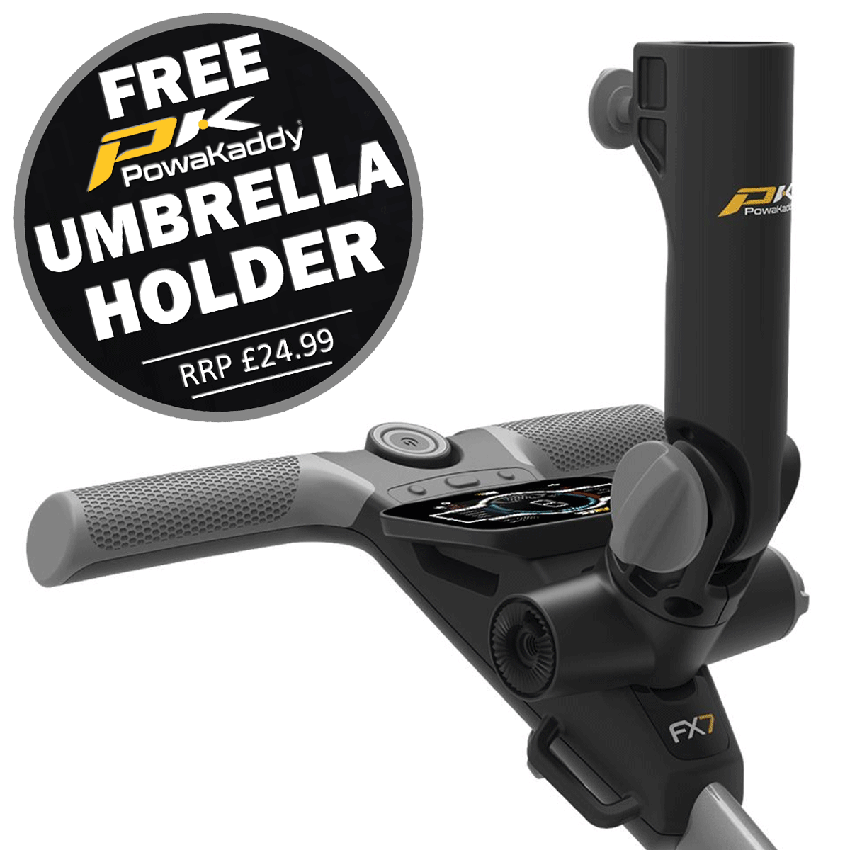 POWAKADDY CT6 GPS 18 HOLE LITHIUM GOLF TROLLEY +FREE UMBRELLA HOLDER