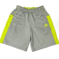 Adidas ClimaCool Gray Neon Athletic Shorts Boys M See Description