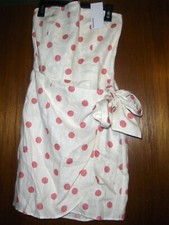 NWT $218:  Reformation Turnip Polka Dot Strapless Faux Wrap Mini Dress   Sz: 4