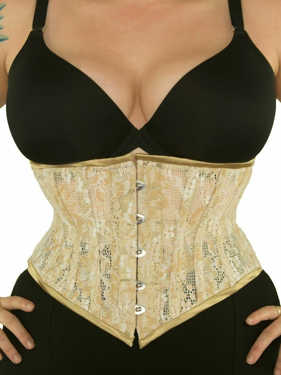 New! 201 Authentic Gold Tan Beige Lace 38 Underbust Waspie Steel