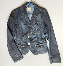 Women Jean Jacket Size Medium Fitted And Fun Denim Design Blazer