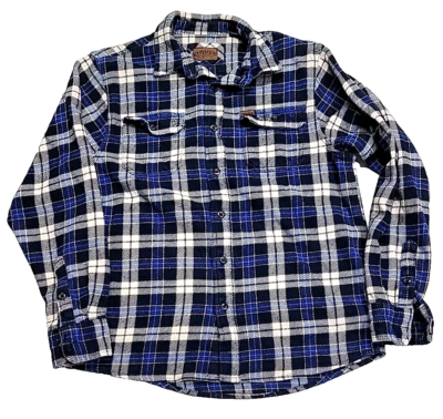 Vintage Orvis Button-Up Heavy Long-Sleeve Checkboard Blue Flannel