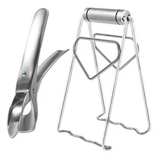 Stainless Steel Foldable Hot Plate Gripper Clip Dish Bowl Retriever Pots Clamp