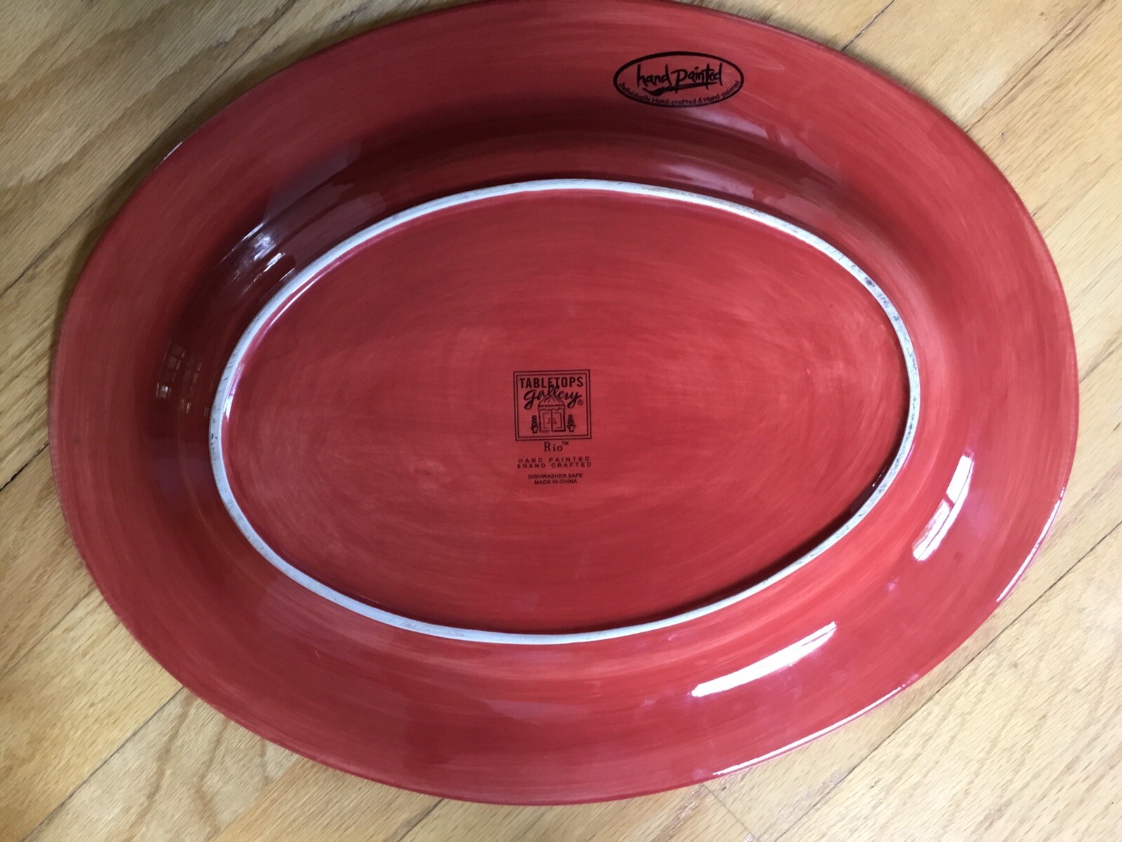 TABLETOPS UNLIMITED GALLERY RIO 17" OVAL SERVING PLATTER ORANGE RED